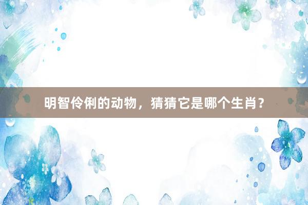 明智伶俐的动物，猜猜它是哪个生肖？